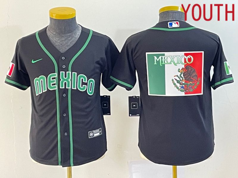 Youth 2023 World Cub Mexico Blank Black Nike MLB Jersey4->youth mlb jersey->Youth Jersey